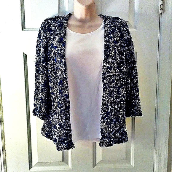Alfred Dunner Tops - ALFRED DUNNER XLP jacket/blouse insert black, gray & white